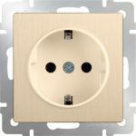 Розетка WERKEL WL10-SKGS-01-IP44 с заземлением и шторками шампань рифленый a035620 (артикул 15777343) – фото 1