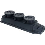 Трехместная розетка с заглушками каучук TDM 2Р+РЕ 16А 250В IP44 SQ0612-0008 (артикул 15499617) – фото 1