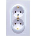 Двухместная розетка Schneider Electric ATLAS DESIGN с заземлением 16А в сборе жемчуг ATN000424 (артикул 15873841) – фото 1