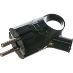 Угловая вилка с ушком, с/з, черная 16А 250В UNIVersal А0112 (артикул 15529577) – фото 1