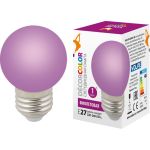 Декоративная светодиодная лампа Volpe LED-G45-1W/PURPLE/E27/FR/С UL-00005652 (артикул 15974700) – фото 1