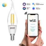 Умная Wi-fi филаментная лампочка Gauss, Smart Light ССТ DIM E14 CF35 4,5 Вт 2700-6500K, диммируемая с изменением температуры, управление голосом/смартфоном 1280112 (артикул 16404241) – фото 1