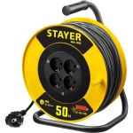 Удлинитель на катушке Stayer MS 315, 50 м, 3500 Вт, заземление, 4 гнезда, ПВС 3x1,5 кв мм, 55078-50 (артикул 16043744) – фото 1