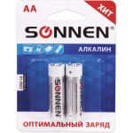 Батарейки SONNEN Alkaline, АА алкалиновые, 2 шт., в блистере, 451084 (артикул 15895586) – фото 1
