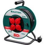 Удлинитель на катушке KRAFTOOL P-315, 50м, 3500Вт, 4 гнезда, IP44, ПВС 3х1.5мм2, 55084-50 (артикул 16219186) – фото 1