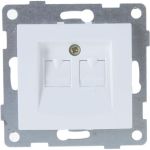 Механизм компьютерной розетки GUSI ELECTRIC Bravo RJ45, двойной, СУ, белый С10К2-001 (артикул 16032661) – фото 1