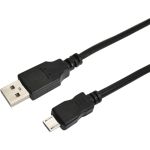 Шнур REXANT micro USB male - USB-A male 1.8M черный 18-1164-2 (артикул 15906683) – фото 1