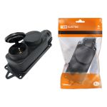 Розетка TDM двухместная с заглушками каучук 2Р+РЕ 16А 250В IP44 SQ0612-0010 (артикул 18168487) – фото 1