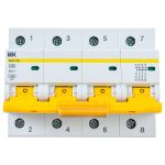 Автоматический выключатель IEK ВА 47-100, 4Р, 80А, 10 кА, х-ка С MVA40-4-080-C (артикул 16302644) – фото 1
