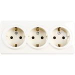Розетка ЭРА 11-2208-02 3х2P E Schuko, 16A-250В, IP20, ОУ, Эксперт, сл.кость Б0020701 (артикул 15980768) – фото 1