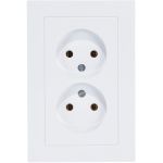 Двухместная розетка Schneider Electric ATLAS DESIGN без заземления 16А в сборе белая ATN000120 (артикул 15873847) – фото 1