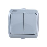 Двухклавишный выключатель IEK ВС-20-2-0-A, открытой установки, 10А, IP54, AQUATIC EVA20-K03-10-54 (артикул 16302430) – фото 1