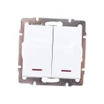 Двойной выключатель с подсветкой LEZARD RAIN белый 703-0288-112 (артикул 16027967) – фото 1