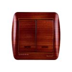 Двойной выключатель Lezard DEMET с подсветкой махагон 711-0500-112 (артикул 16193041) – фото 1