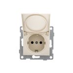 Розетка GUSI ELECTRIC Bravo 1-ой с/з с з/ш и крышкой, СУ, 16А, 250В, бежевый С10Р91-003 (артикул 16032668) – фото 1
