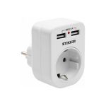 Сетевой переходник STEKKER с заземлением c 2 USB 2,1А, ADP16-24-20, 250В, 16A, IP20, белый 39626 (артикул 20422018) – фото 1