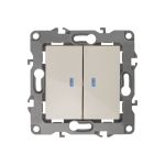 Двойной выключатель с подсветкой ЭРА 12-1105-02 10АХ-250В, IP20, слоновая кость Б0014658 (артикул 15840910) – фото 1