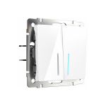 Выключатель WERKEL W1122101 двухклавишный проходной с подсветкой белый a051112 (артикул 15777407) – фото 1