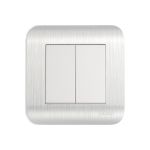 Выключатель LUXAR Deco с/у 2 клавиши, серебро с рифленой рамкой, 250В 10А 4606400620235 (артикул 16139602) – фото 1
