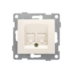Механизм компьютерной и телефонной розетки GUSI ELECTRIC Bravo RJ45, RJ12, СУ, бежевый С10КТ-003 (артикул 16032673) – фото 1