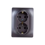 2-местная розетка Schneider Electric скрытой проводки Glossa 16А IP20 250В с заземлением в сборе графит GSL001324 (артикул 18126715) – фото 1