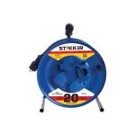 4-местный удлинитель на металлической катушке STEKKER с заземлением PRF02-31-20, 20м, 3х1,5, синий 39785 (артикул 19654122) – фото 1