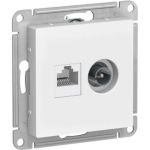 Механизм розетки Schneider Electric 2-м ATLAS DESIGN RJ45 5E+TV, белая ATN000189 1240163 (артикул 15846246) – фото 1