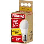 Светодиодная лампа РЕКОРД LED P45 7W Е27 3000К 23885 (артикул 16219918) – фото 1