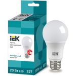 Светодиодная лампа IEK ECO A60 шар 20Вт 230В 4000К E27 LLE-A60-20-230-40-E27 (артикул 16302433) – фото 1