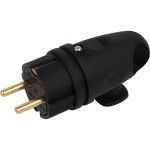 Каучуковая вилка ЭРА с заземлением VX11-B-IP44 16А IP44 с кольцом, угловая черная, Б0055416 (артикул 20931333) – фото 1