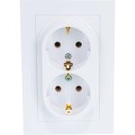 Розетка Schneider Electric 2-м ATLAS DESIGN с заземлением, 16А, в сборе, белая ATN000124 1240135 (артикул 15846287) – фото 1