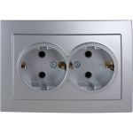 Розетка NILSON 2СП з/к серебро Touran metallic 24131025 (артикул 16352148) – фото 1