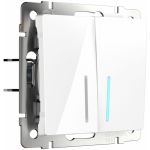Выключатель WERKEL W1120101 двухклавишный с подсветкой белый a051114 (артикул 15777406) – фото 1