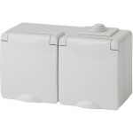 Горизонтальная розетка ЭРА 11260403 2x2PE IP65, шторки, 16A250В, ОУ, серый 5/ Б0035992 (артикул 16134742) – фото 1