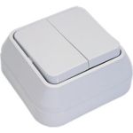 Выключатель накладной двухклавишный, белый Makel Siva Ustu 45103 (артикул 15225903) – фото 1
