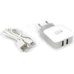 Сетевое зарядное устройство BYZ 2хUSB-А, 2.1А + кабель AM-8pin 1 м, белый 23750-ZL-720IW (артикул 17858743) – фото 1