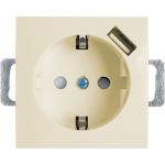 1-местная розетка STEKKER с заземлением, механизм, 250В, 16А, с USB 1А, слоновая кость PST16-9111-02 (артикул 18249343) – фото 1