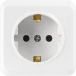 Розетка Smartbuy 1-местная 16А с заземлением белая, керамика Юпитер SBE-03w-16-S1-Z-c (артикул 16052348) – фото 1