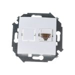 Компьютерная розетка Simon RJ45 кат.5е, белый 20 1591598-030 (артикул 15424102) – фото 1