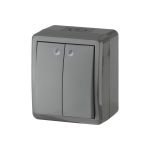 Двойной выключатель с подсветкой ЭРА 11-1405-03 IP54, 10АХ-250В, ОУ, Эксперт, серый Б0020678 (артикул 15980784) – фото 1
