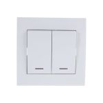 Двойной выключатель с подсветкой LEZARD RAIN белый 703-0202-112 (артикул 16027598) – фото 1
