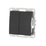 2-клавишный переключатель LK Studio с двух мест, схема 6+6, 16 A, 250 B, черный бархат 861308-1 (артикул 16062407) – фото 1