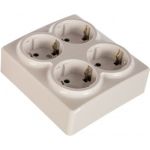 Розетка ЭРА Эксперт 11-2211-01 4х2P+E Schuko со шторками, 16АХ-250В, ОУ, белый Б0020709 (артикул 15747428) – фото 1