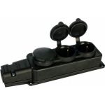 Каучуковая колодка 3 гнезда с з/к и крышкой 220В 16А, IP54, чёрная BEMIS BK1-1402-2613/3613 8698523906132 (артикул 15545893) – фото 1