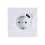 Розетка + USB-разъём Lezard RAIN, с заземлением, белый, 703-0202-181 (артикул 16193354) – фото 1
