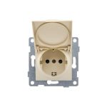 Розетка GUSI ELECTRIC Ugra МЕХ 1-ой с/з с з/ш и крышкой, СУ, 16А, 250В, бежевый С11Р91-003 (артикул 16032926) – фото 1