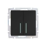 Проходной выключатель Smartbuy 2-клавишный с индикатором 10А черный Нептун SBE-05b-10-SW22-1 (артикул 16052029) – фото 1