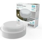 Светильник GAUSS ЖКХ Elementary 8W 680lm 4000K 160-260V IP65 D140х48мм с микроволновым сенсором LED 1/40 126411208-S (артикул 16856539) – фото 1