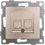 Механизм компьютерной и телефонной розетки GUSI ELECTRIC Bravo RJ45, RJ12, СУ, шампань С10КТ-027 (артикул 16183961) – фото 1