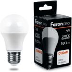 Светодиодная лампа FERON PRO LB-1007 шар E27 7W 2700K OSRAM LED 38023 (артикул 16233737) – фото 1
